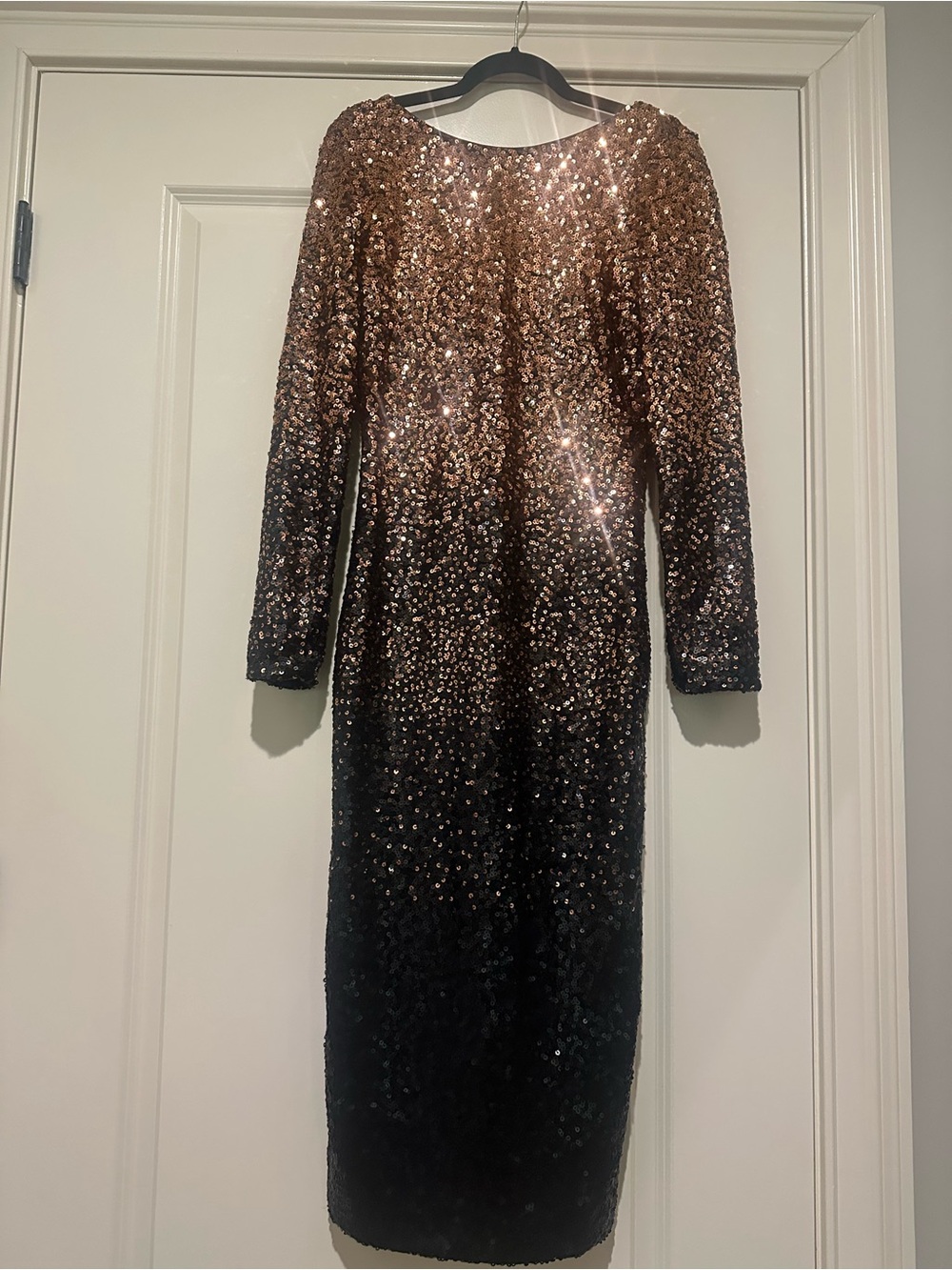 Dress the Population Rose Gold to Black Sequin Long Sleeve Bodycon Dress